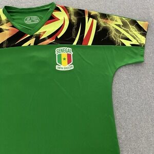 Score Senegal Soccer Jersey Men Adult Medium Green Neon Rare Abstract #10 Futbol